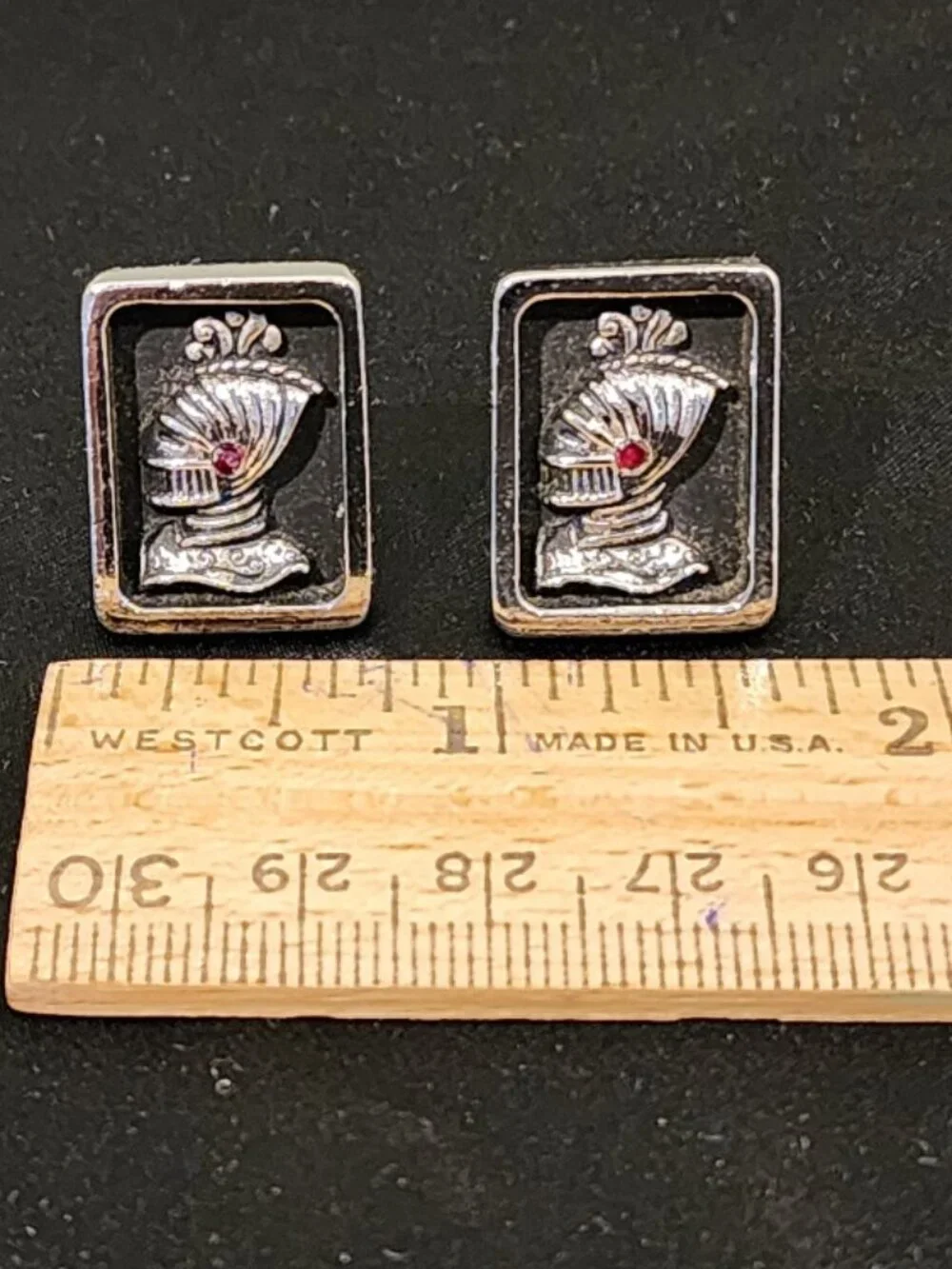 Vintage Swank Cufflinks & Tie Bar Set - Knight's Helmet Motif